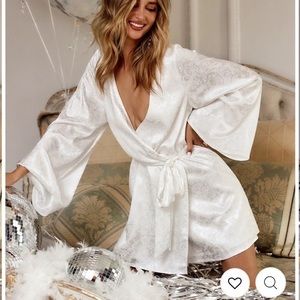 12th Tribe white wrap dress